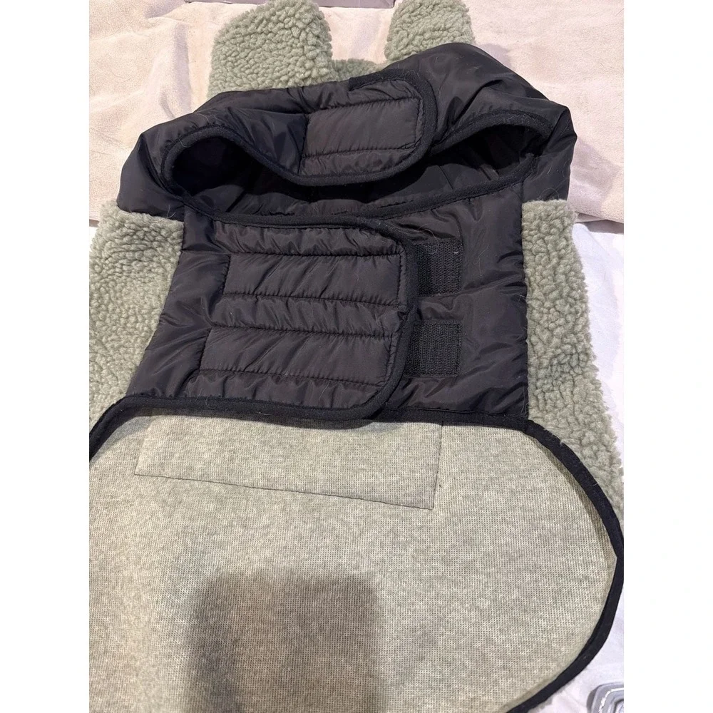 Peanuts Snoopy Camping Scene‎ Green Sherpa Fleece and Puffer Dog Vest Jacket, Me
